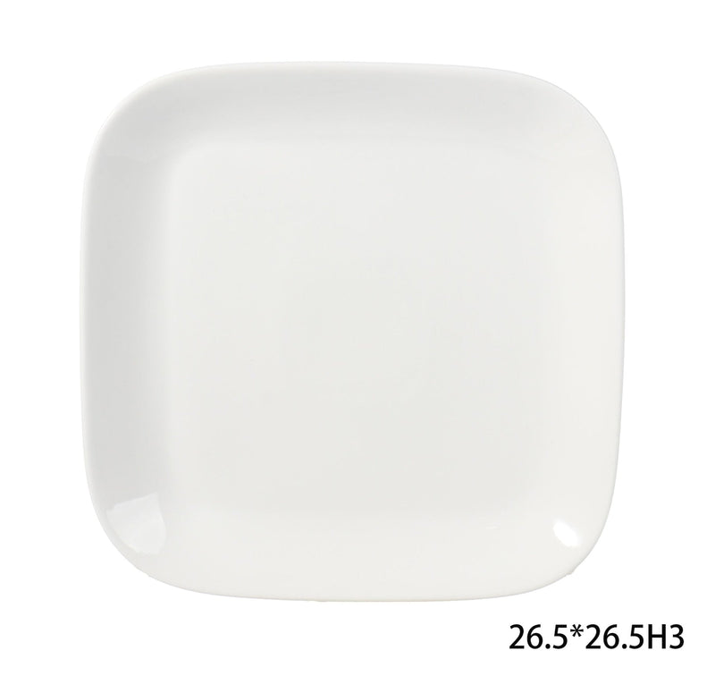 Square Stoneware Dinner Plate, 10-in, White F0321