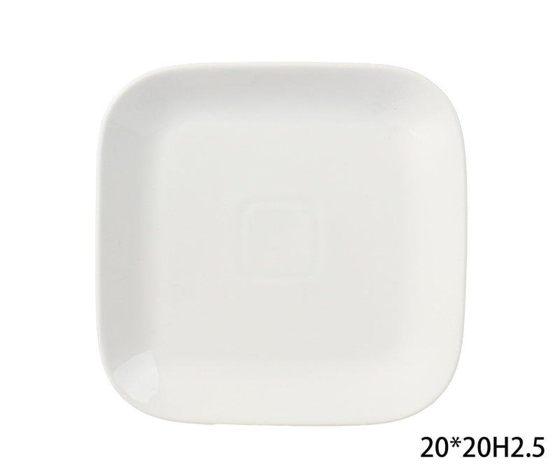 Square Stoneware Side Plate, 8-in, White E8190