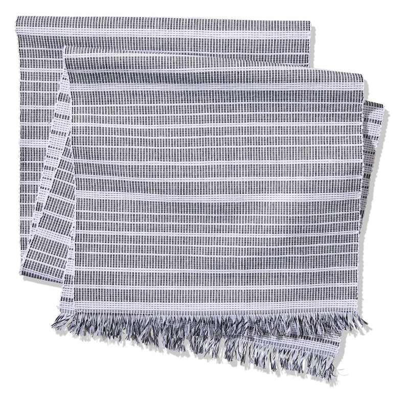 Two-Tone Ribbed Rectangular Cotton Table Runner, 84-in x 15-in S7318