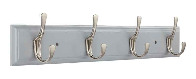 Voisin Stainless Steel 4-Hook Rail, Flint Grey, 27-in Z9062