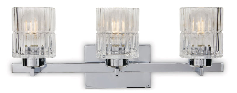 Waverly 3-Light Vanity Light Fixture with Clear Glass Shades, Chrome I4834