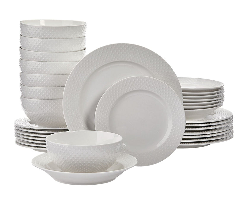 Westbrooke Stoneware Dotted Dinnerware Set, Serves 8, 32-pc, White E9495