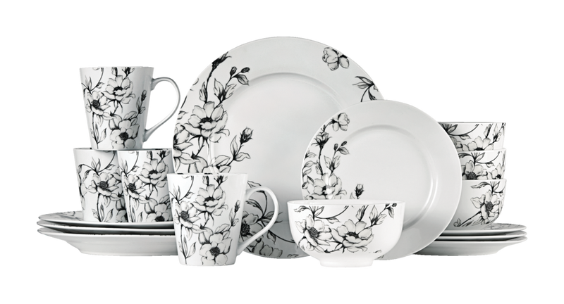 Wild Rose Porcelain Dinnerware Set, Serves 4, 16-pc, White I3812