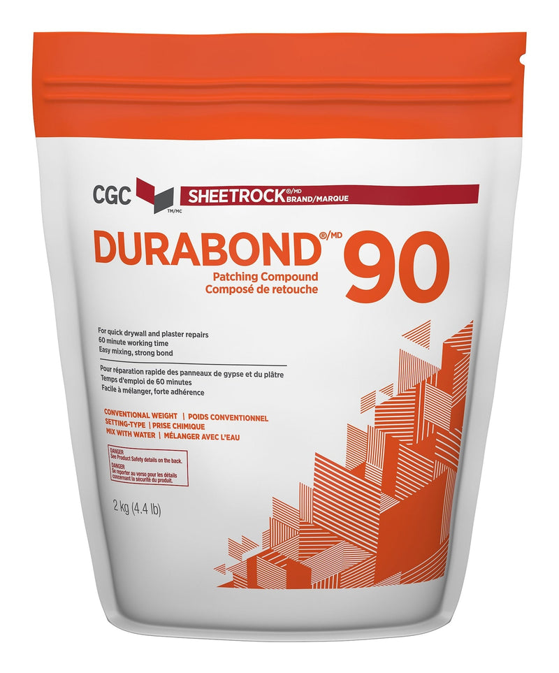 Sheetrock Durabond 90 Minute Drywall & Plaster Repair Compound, Easy-Mix, White, 2-kg H6991