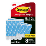 8-Piece 5-lb Medium and Large White All Weather Outdoor & Bath Damage Free Hanging Strips