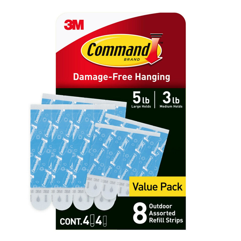 8-Piece 5-lb Medium and Large White All Weather Outdoor & Bath Damage Free Hanging Strips S5621