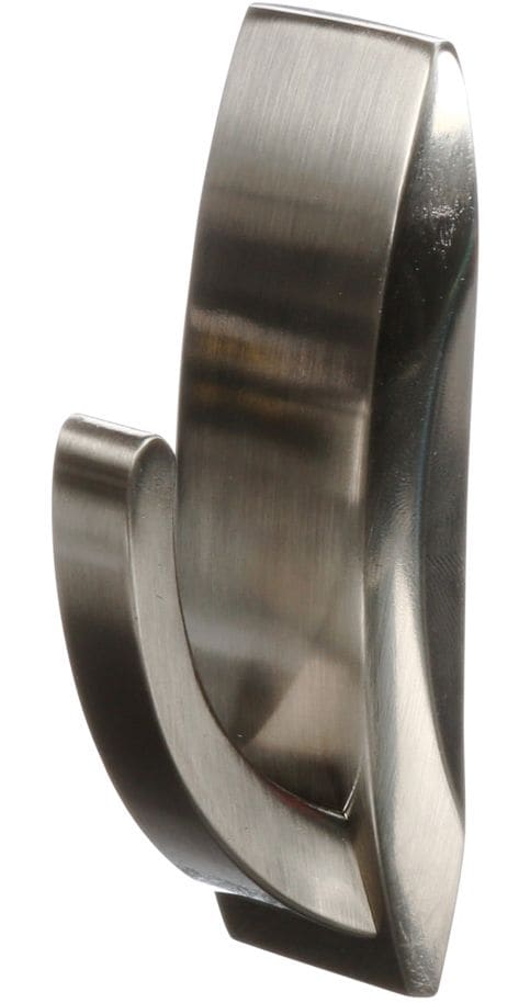 Large Elegant Decorative Metallic Hook with Adhesive Strips, Brushed Nickel, 5-lbs, 2 Strips Per Pack L5704