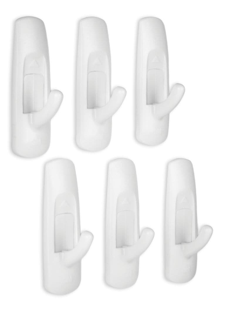 Medium Utility Hooks in Reclosable Package, Adhesive, No Surface Damage, 3-lb, 6 Strips per Pack D2916