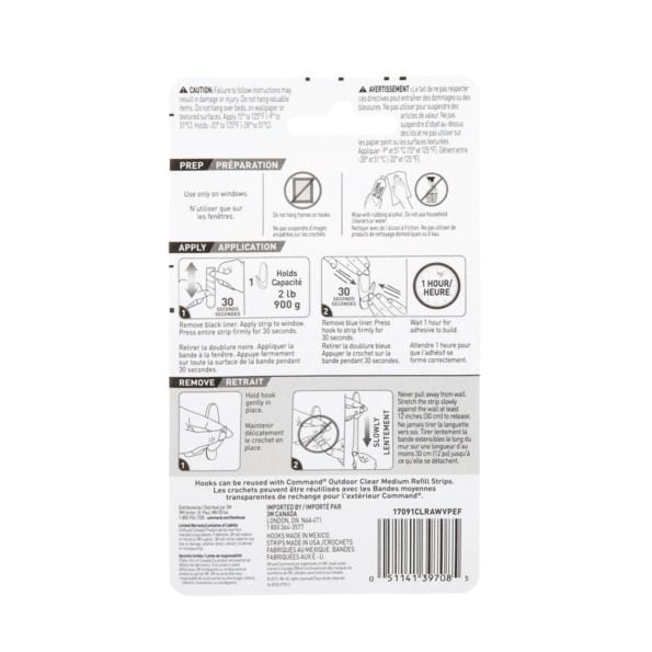 Outdoor Medium Window Hooks, No Surface Damage, 5 Hooks per Pack A2766