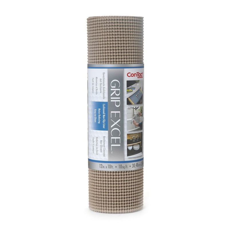 Con-Tact Grip Excel Non-Adhesive Cushioned Shelf/Drawer Liner, Taupe, 12-in x 10-ft W6850