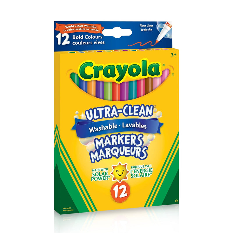 Ultra-Clean Washable Fine Tip Markers for Drawing/Colouring, Multi-Colour, 12-pk, Ages 3+ D2019