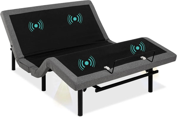 Ergonomic Twin XL Size Adjustable Bed Frame, Electric Base w/Wireless Remote Control, Nightlight, Massager, 2 USB Ports U6327