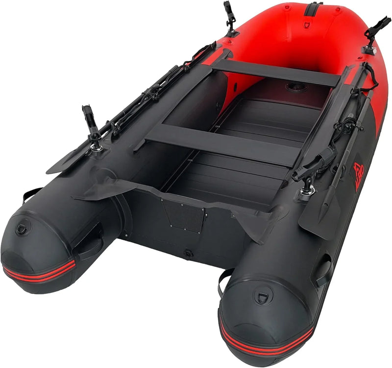 Inflatable Boat | Yacht Dinghy Tender Raft | Multi Person Fishing Boat | Aluminum Floor Oars | Fishing Rod Holders | Heavy-Duty PVC | 2024 Model | J2571
