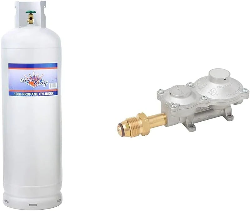 Steel Propane Tank Cylinder with POL Valve and Collar, Great for Mixed Heating Systems, Home fireplaces, Dryers and Grills-Flame King V9121