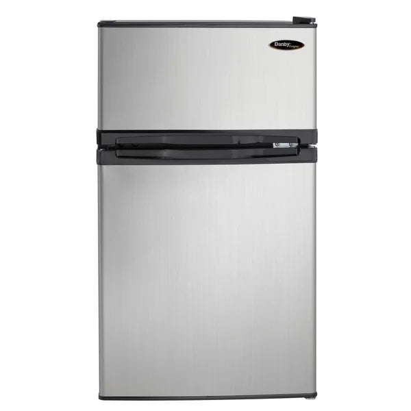 Danby Designer 3.1 cu. ft. Dual Door Compact Fridge with Freezer in Stainless-steel Look T2541