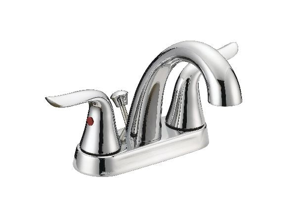 Plymouth Double Handle 4-in Centreset Bathroom Sink Faucet with Pop-Up Drain, Chrome J9437