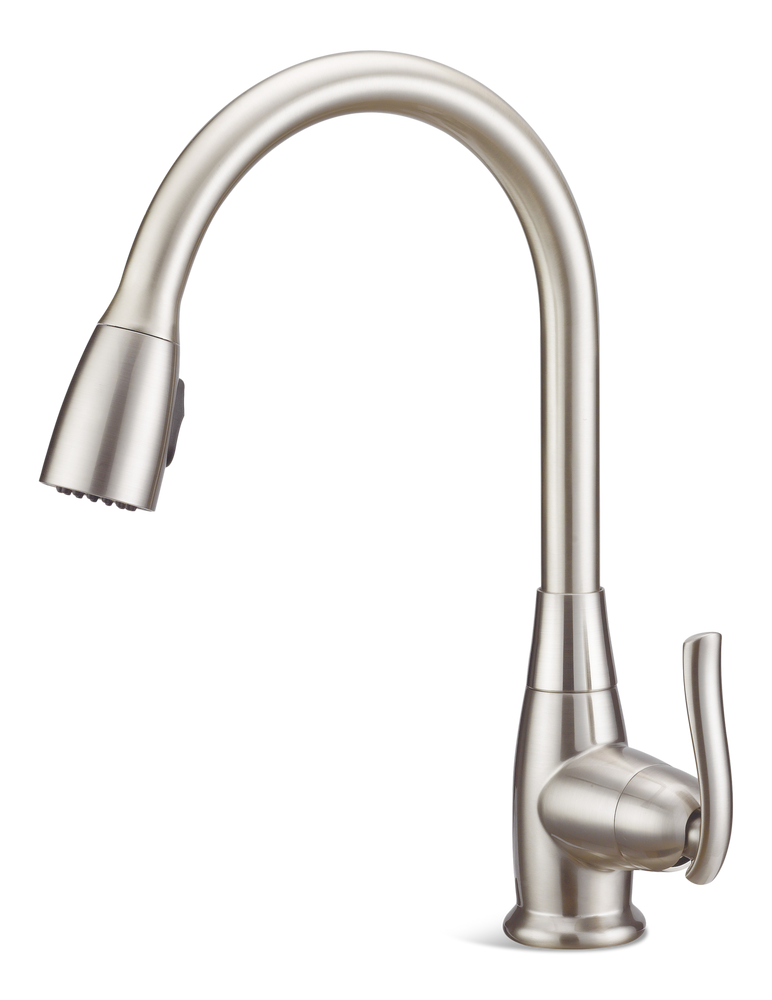 Terrazo Single Handle Pull Down Kitchen Faucet, Stainless Steel D9981