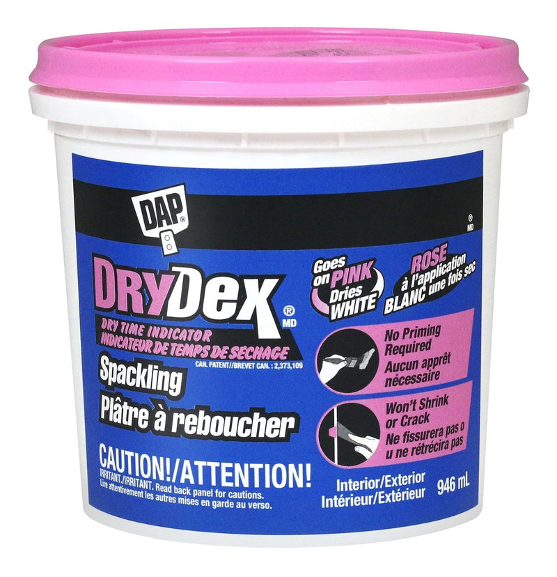 DryDex Spackling, Indoor/Outdoor Wall Hole & Crack Repair with Dry Time Indicator, 946-mL P4896
