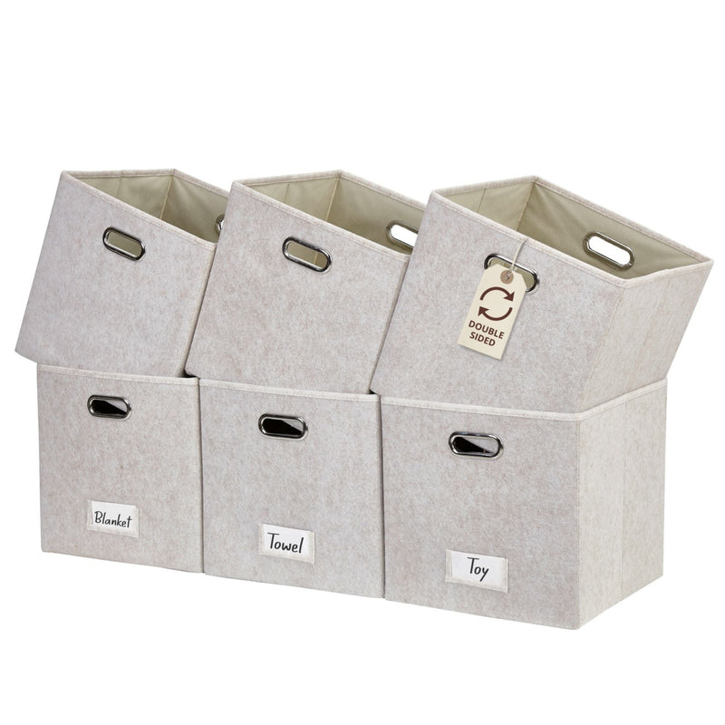 Collapsible Felt Storage Cube, 11-in, 6-pk, Beige X5148