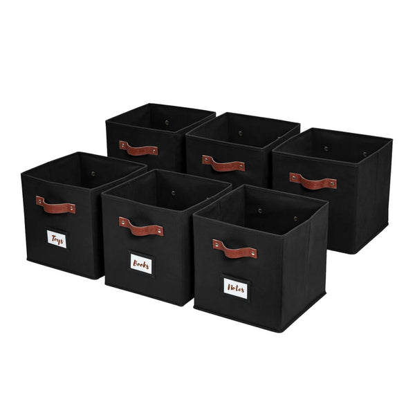 Collapsible Storage Cube with Label, 11-in, 6-pk, Black X3518