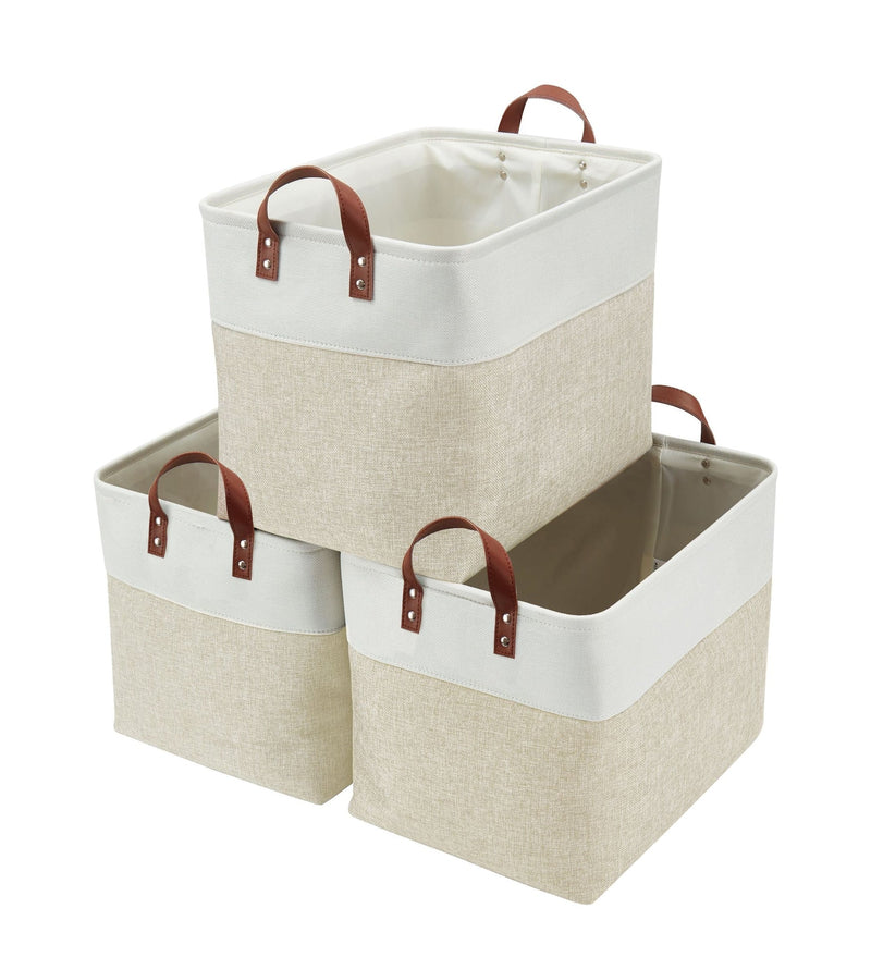 Jumbo Foldable Storage Basket, 42-L, 3-pk, Beige U1664