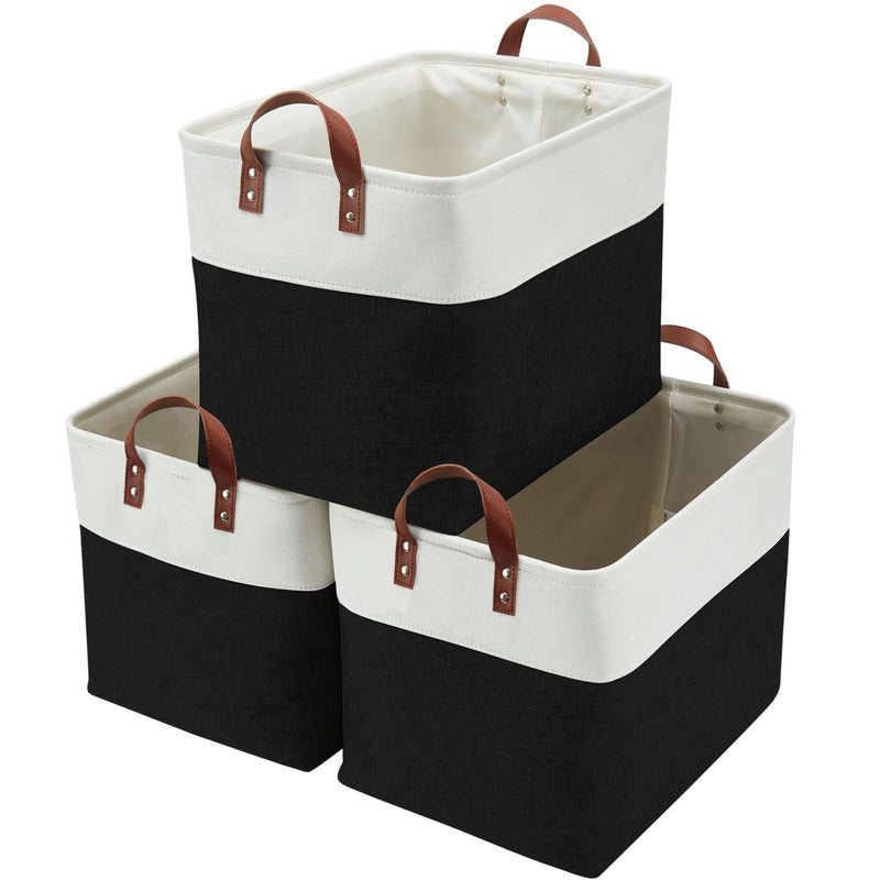Jumbo Foldable Storage Basket, 42-L, 3-pk, Black H6202