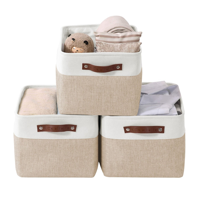 Large Soft-Sided Foldable Storage Basket, 3-pk, Beige Q1468