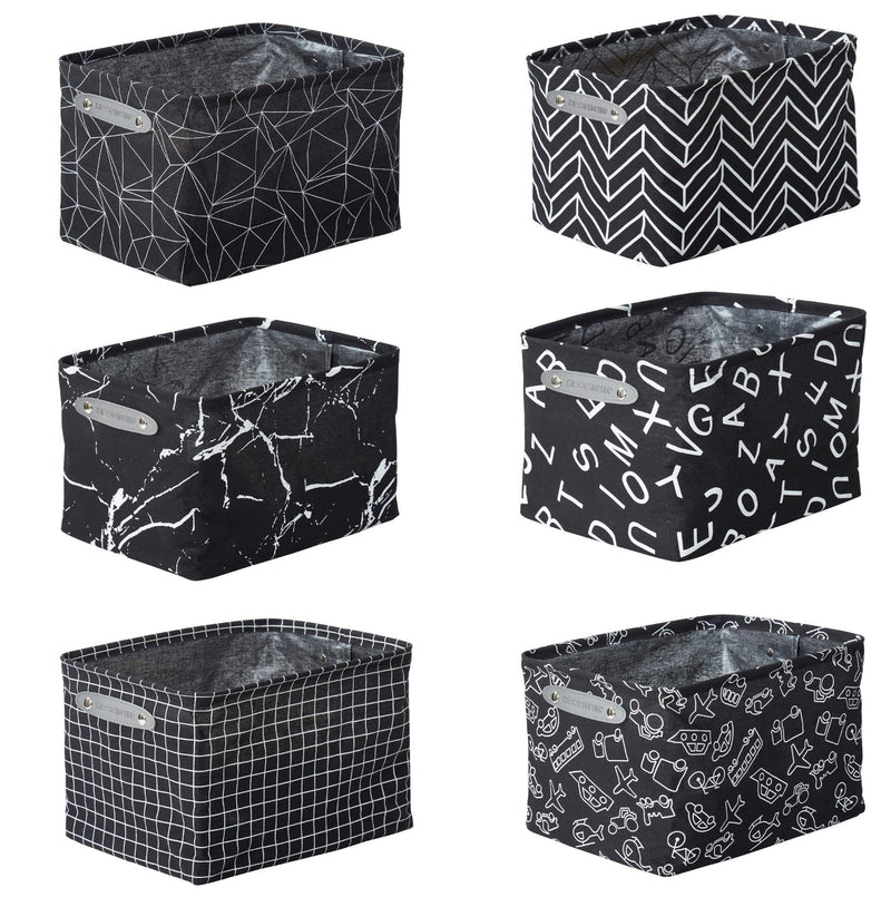 Large Water Resistant Storage Bin, 15-in x 11-in x 9.5-in, 6-pk, White Pattern N2029