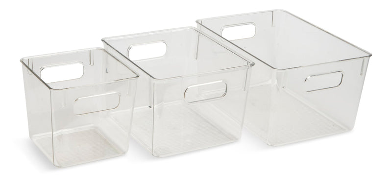 Multi-Size Clear Storage Bin Set, 3-pc I9948