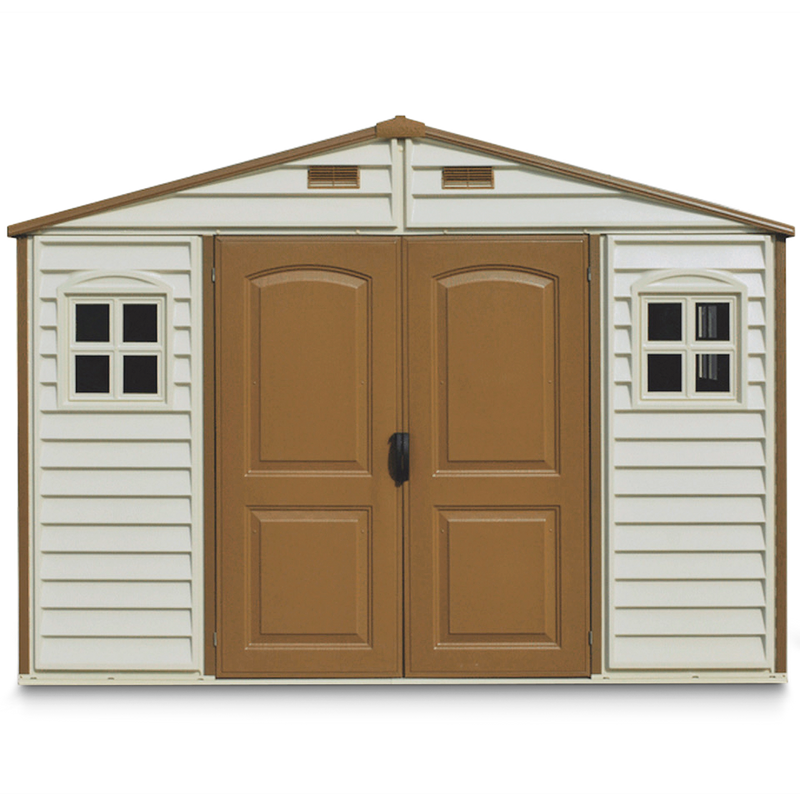Woodside Vinyl Resin Garden Shed, Brown, 10-1/2-ft x 8-ft Q7477