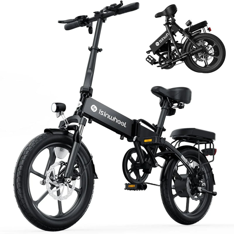 Electric Bike for Adults 500W Motor, 20 mph Folding Ebike, 14"/16"/20" Adults Electric Bicycles with Smart Uphill, 280.8Wh Battery, 25 Miles PAS Range, Mini E Bikes for Adults and Teens-isinwheel U3237
