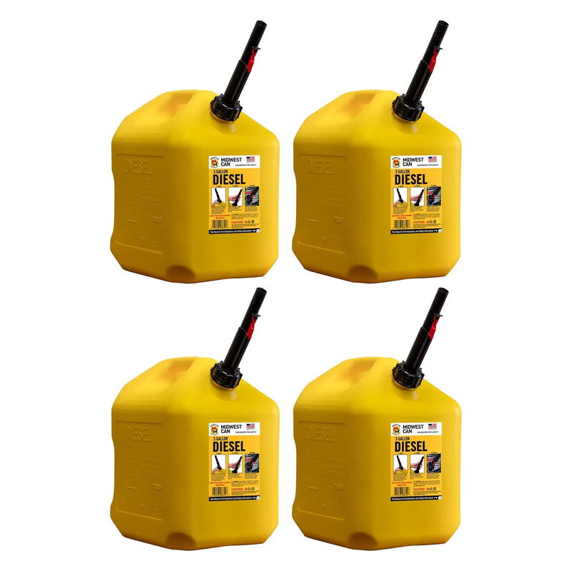 5 Gallon Diesel Can Fuel Container w/ Auto Shut Off (4 Pack) U0722