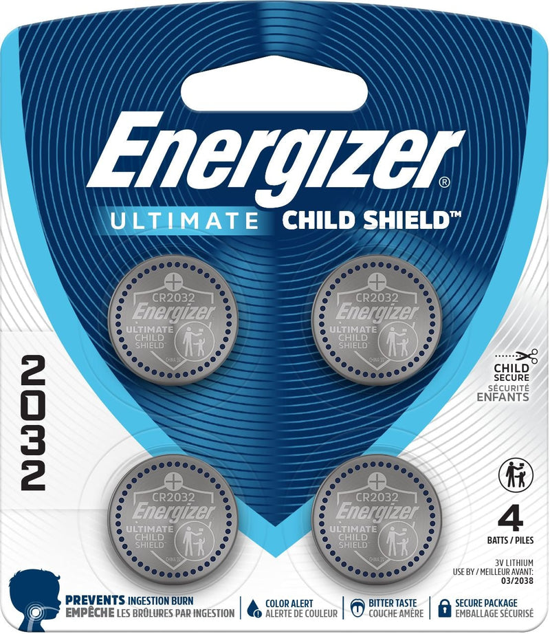 2032 Child Shield Lithium Battery, 4-Pack H8500