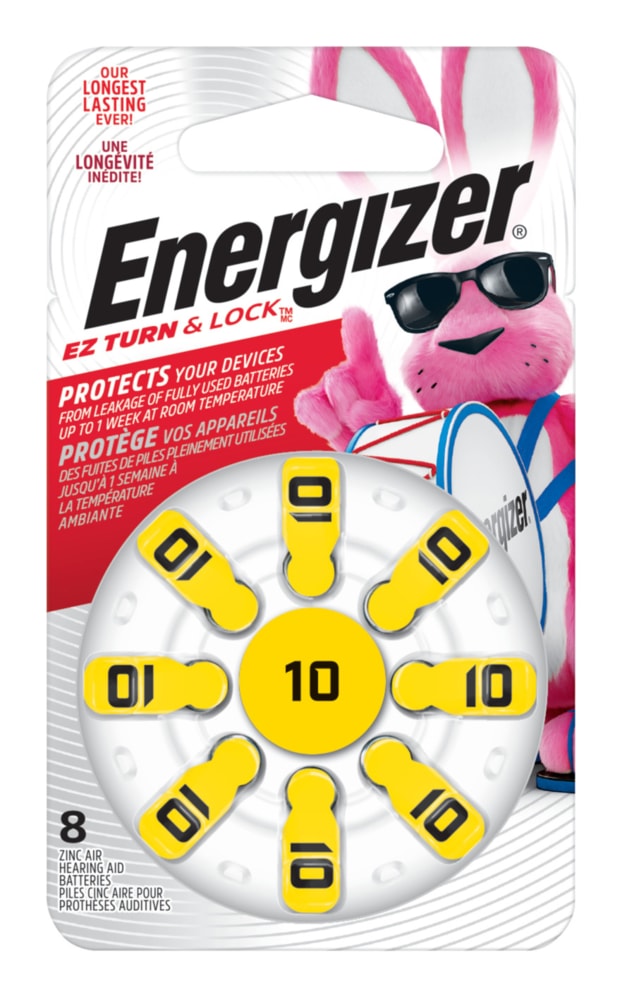 8-pk Size AZ10 1.4V / 1.4 Volt Zinc Hearing Aid Batteries, EZ Turn Lock H5037
