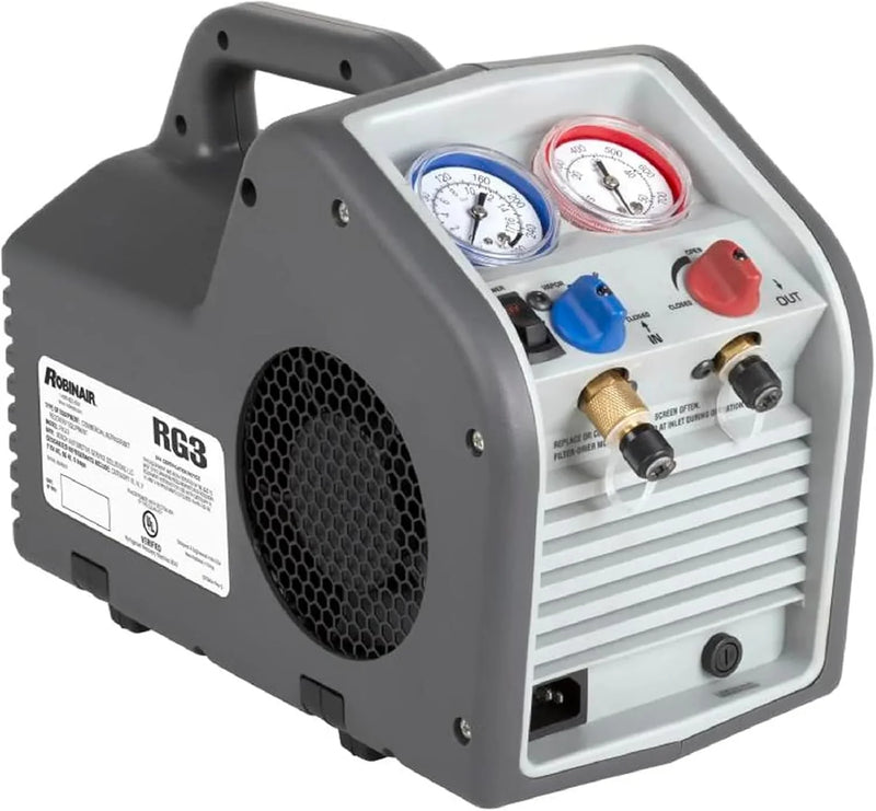 (Portable Refrigerant Recovery Machine – 115V, 60Hz, for Both Liquid and Vapor Refrigerant, White-Robinair J9944