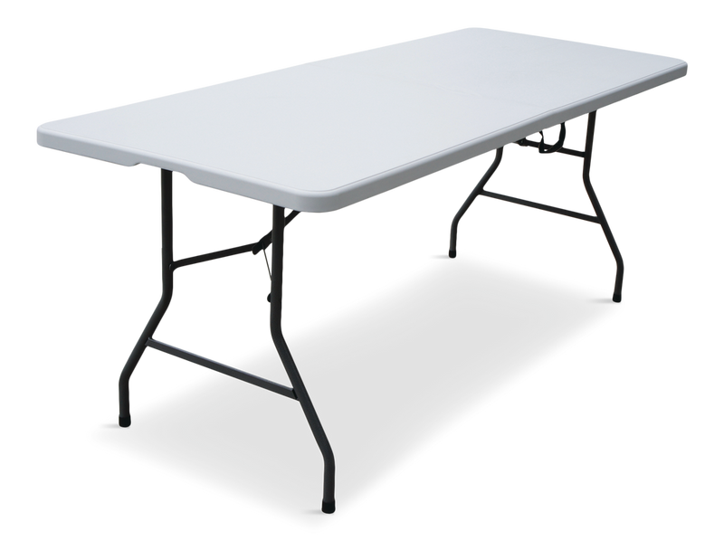 6-ft Portable Indoor/Outdoor Plastic & Metal Folding Table with Handle, White Y8328