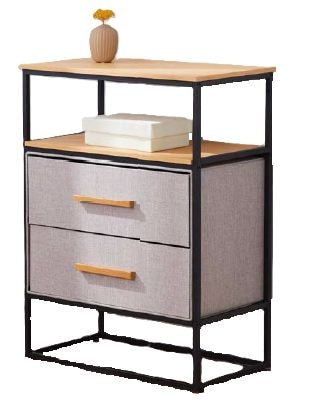 Fabric 2-Drawer 1-Shelf Storage Organizer, Wood Y8941