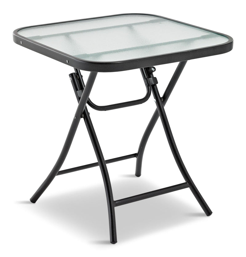 Folding Outdoor/Patio Side Table with Glass Top, Assorted, 18-in F8792