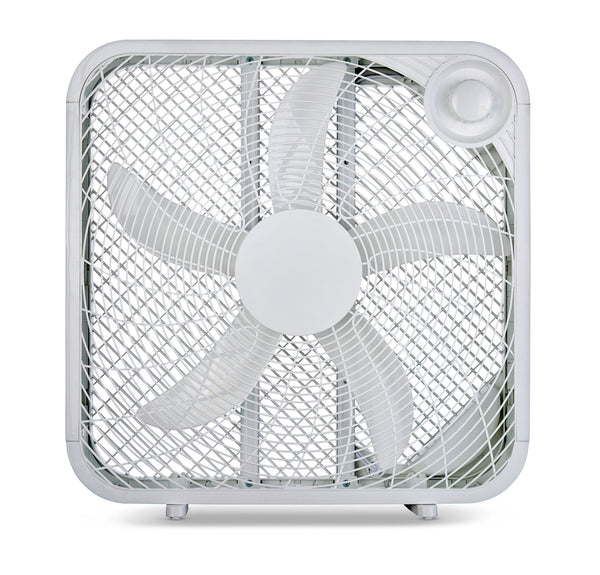 Plastic 5-Blade Portable Box/Floor Fan, 2-Speed, White, 20-in N4477