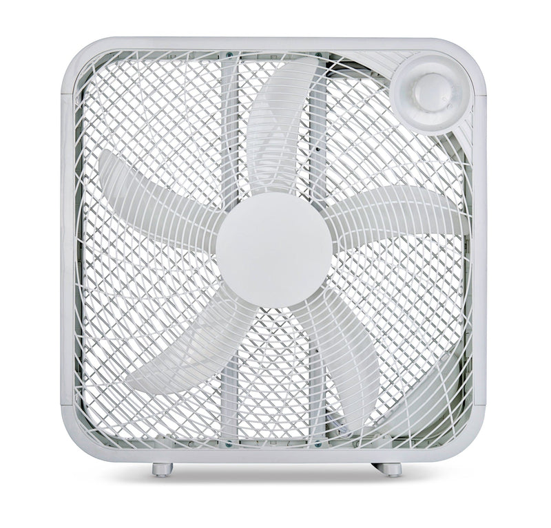 Plastic 5-Blade Portable Box/Floor Fan, 2-Speed, White, 20-in N4477