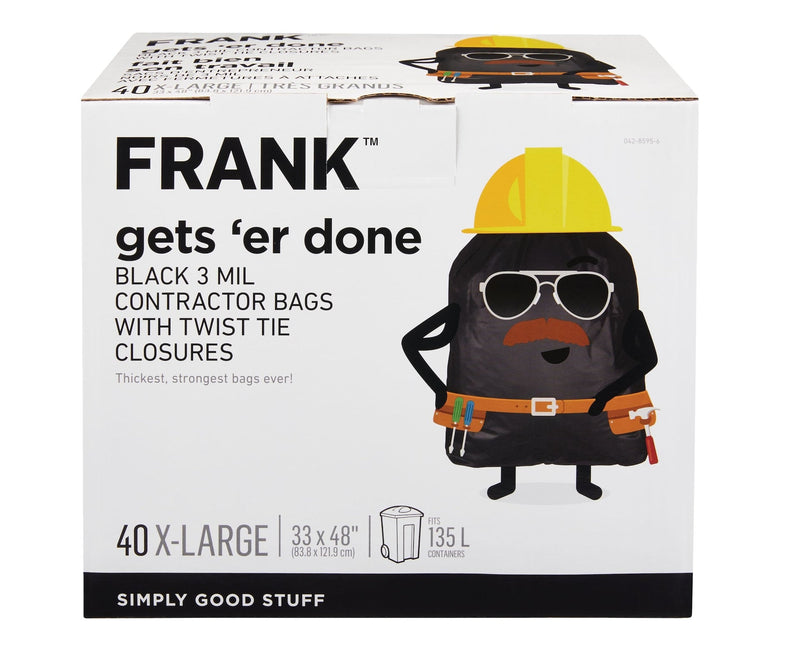 Extra-Large Twist-Tie Contractor Garbage Bags, 40-pk, Black, 135-L Q6208