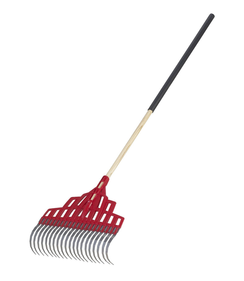 Multi-Purpose Poly Steel 20-Tine Leaf Rake, Wooden Shaft, 65.5-in D8022