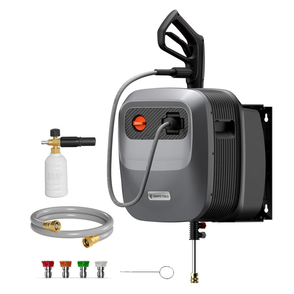 Grandfalls G20 Wall Mounted 1900 PSI 2.2 GPM Brushless Electric Pressure Washer with 65-ft Retractable Hard Hose Q5787