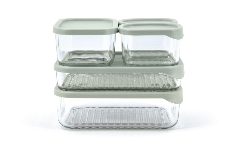 Modular Reusable Glass Fridge Food Storage Container Set with Peel-Off Lid, 5 Count S2782