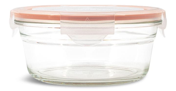 Round Glass Food Storage Container with Leakproof Lid, 850-mL P7669