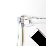 9-ft 16/2 Fabric Extension Cord, Right Angle Plug, 3 Outlets, Gold