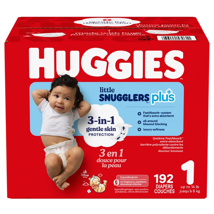 Huggies Little Snugglers Plus Diapers, Sizes 1 - 2 C6623