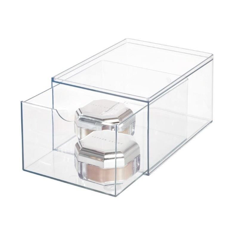 RPET Stackable Pull-Out Drawer Organizer Bin, Clear S3549