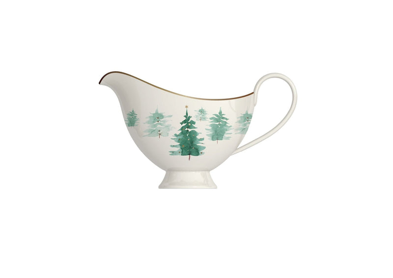 Co 500-mL Mica Gold Porcelain Winter Tree Gravy Boat J9535