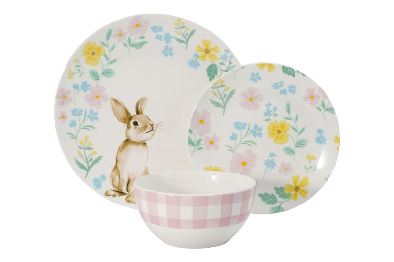Co Spring Bunny Porcelain Dinnerware Set, Serves 4, 12-pc, Spring Floral L9160